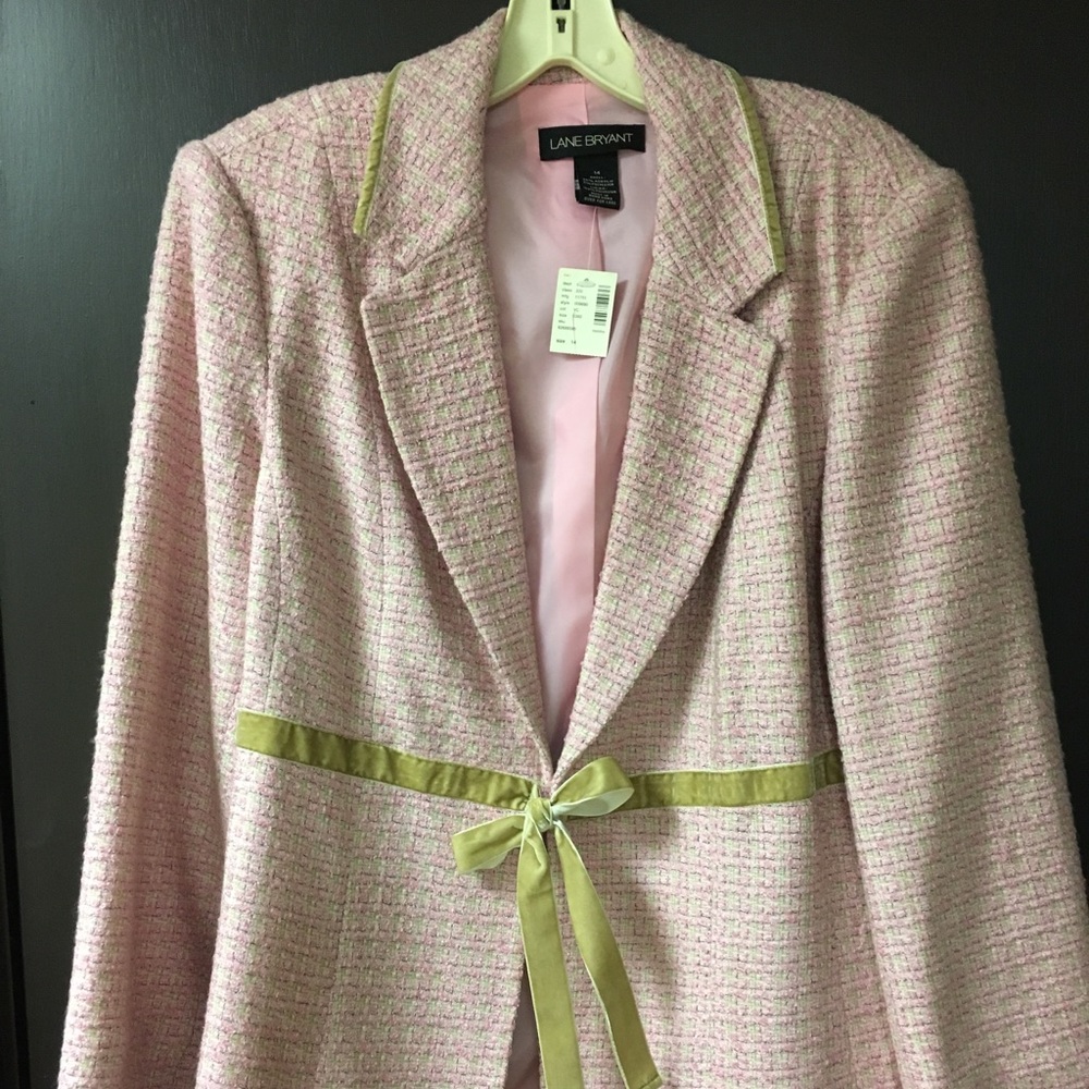 Pink tweed blazer lane Bryant